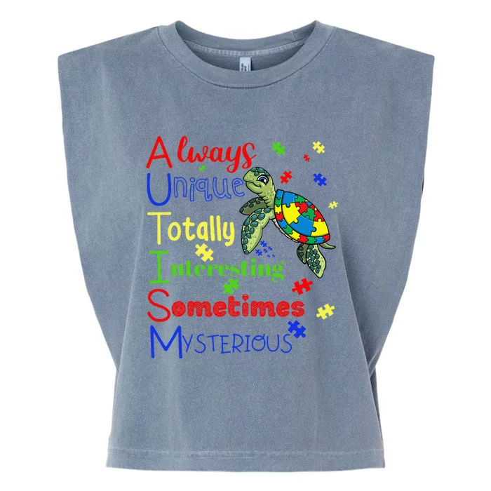 Autism Definition Puzzle Pieces Turtle Always Unique Gift Garment-Dyed Women's Muscle Tee