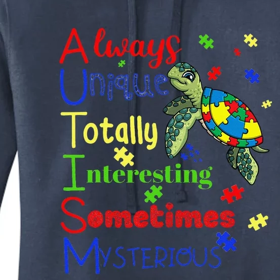 Autism Definition Puzzle Pieces Turtle Always Unique Gift Women's Pullover Hoodie