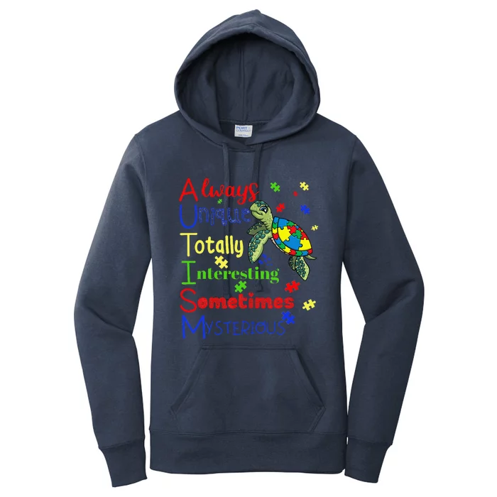 Autism Definition Puzzle Pieces Turtle Always Unique Gift Women's Pullover Hoodie