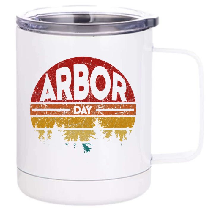 Arbor Day Plant Trees Earth Day Retro Nature Climate Earth Front & Back 12oz Stainless Steel Tumbler Cup