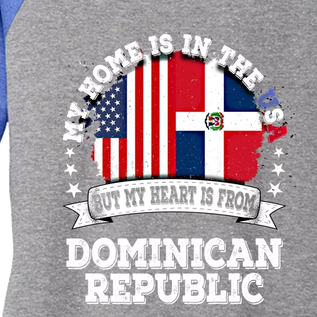 American Dominican Republic Flag Gift Women's Tri-Blend 3/4-Sleeve Raglan Shirt