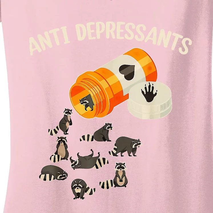 Anti Depressants Raccoon Women's V-Neck T-Shirt