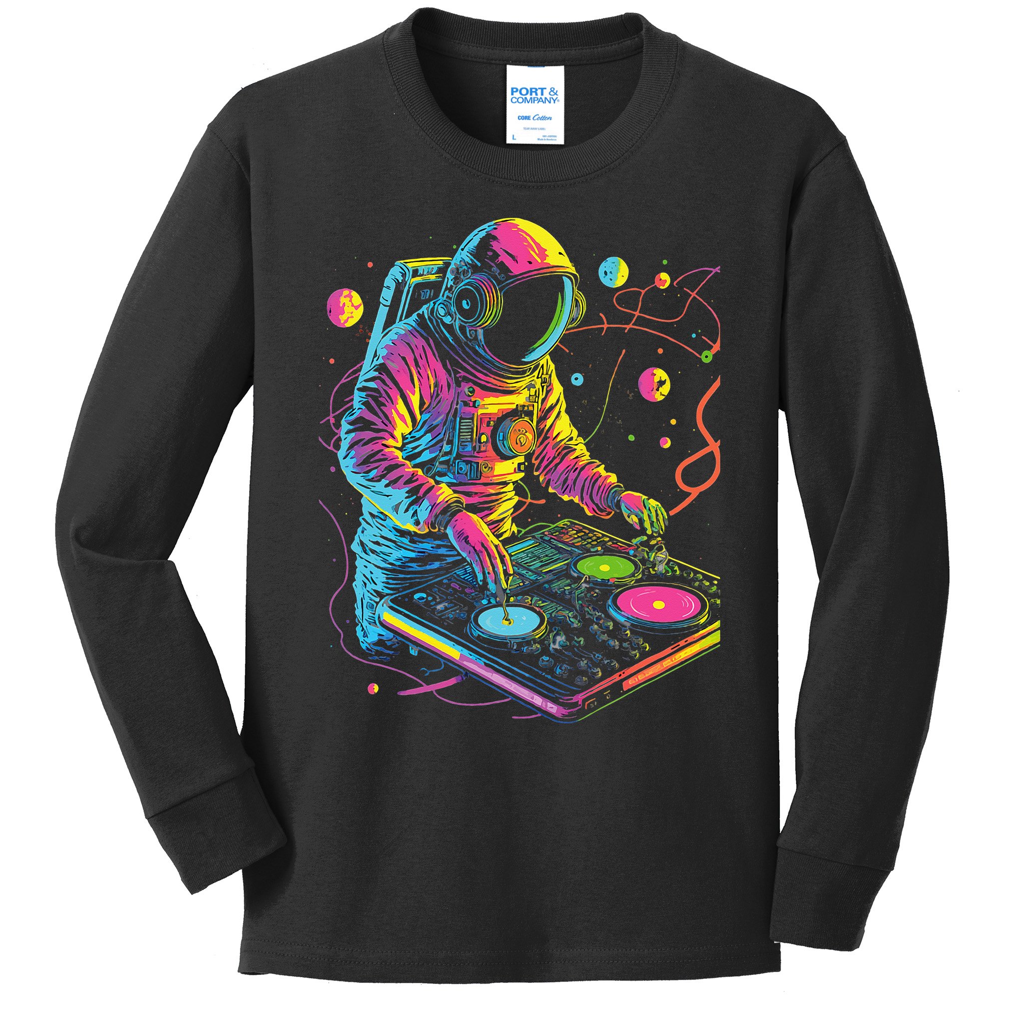 Astronaut DJ Record Techno Music Cool Astronauts Space Kids Long Sleeve  Shirt