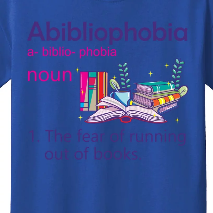 Abibliophobia Definition Reading Nerd Book Lovers Geek Cool Gift Kids T-Shirt