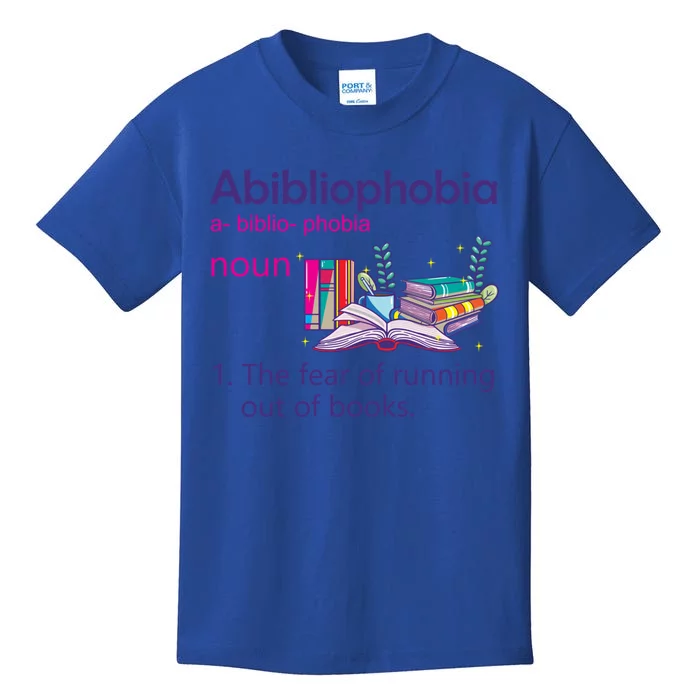 Abibliophobia Definition Reading Nerd Book Lovers Geek Cool Gift Kids T-Shirt