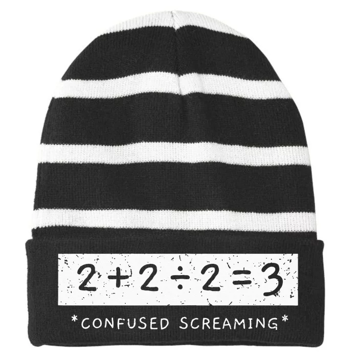 Addition Division Subtraction Equals Math Learning Ability Striped Beanie with Solid Band