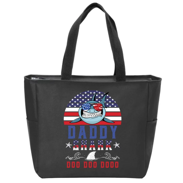 American Daddy Shark Doo Doo Doo America 4Th Of July Zip Tote Bag