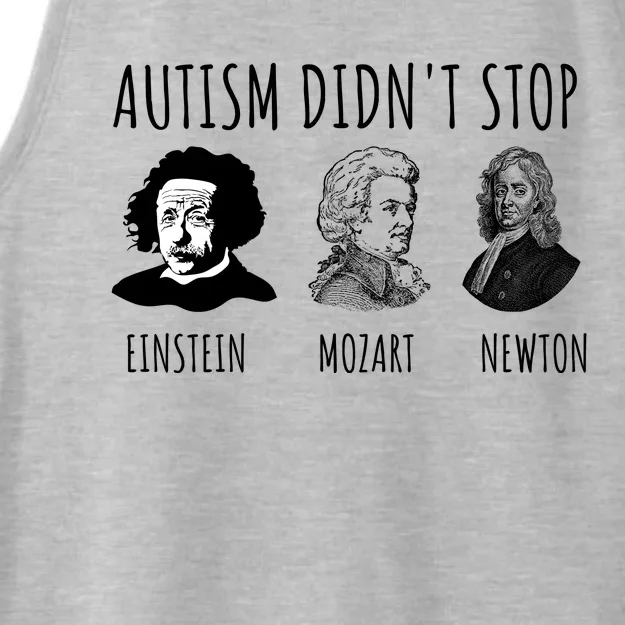 Autism Didn't Stop Einstein Mozart Newton Inspirational Autism Awareness Month Ladies Tri-Blend Wicking Tank