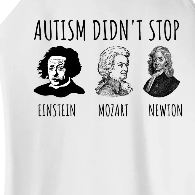 Autism Didn't Stop Einstein Mozart Newton Inspirational Autism Awareness Month Women’s Perfect Tri Rocker Tank