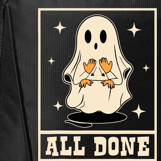 All Done Sign Language Speech Halloween Ghost Teacher Sped City Backpack