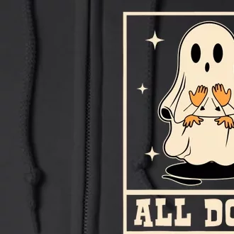 All Done Sign Language Speech Halloween Ghost Teacher Sped Full Zip Hoodie