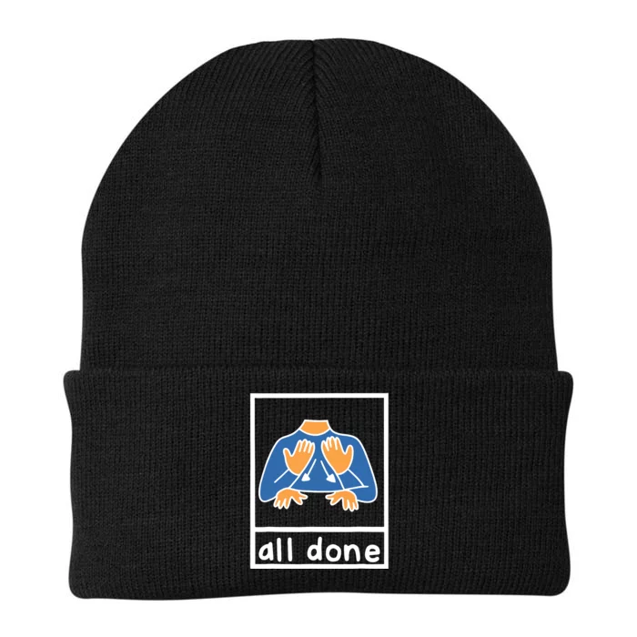 All Done Sign Language Speech Pathology Aac Sped Teacher Knit Cap Winter Beanie