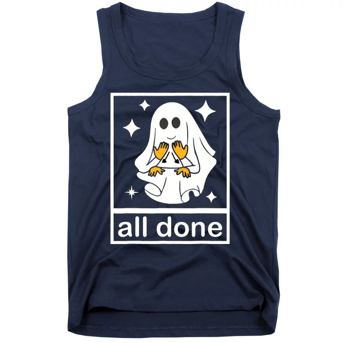 All Done Sign Language Speech Pathology Ghost Fall Halloween Tank Top