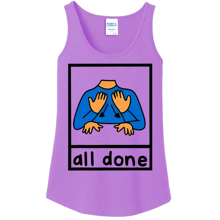 All Done Sign Language Speech Pathology Aac Sped Teacher Ladies Essential Tank