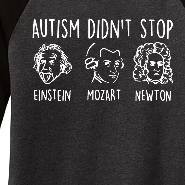 Autism Didn't Stop Famous People Autism Awareness Mom Dad Women's Tri-Blend 3/4-Sleeve Raglan Shirt