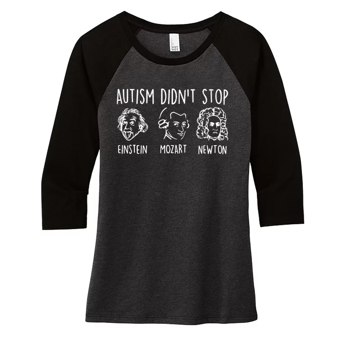 Autism Didn't Stop Famous People Autism Awareness Mom Dad Women's Tri-Blend 3/4-Sleeve Raglan Shirt