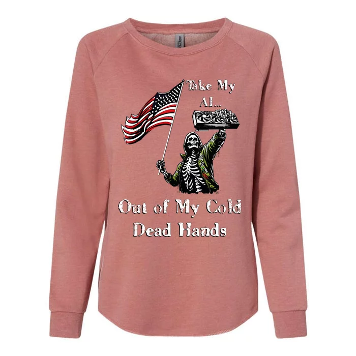 Ai Defender Skeleton Out Of My Cold Dead Hands Graffiti Womens California Wash Sweatshirt