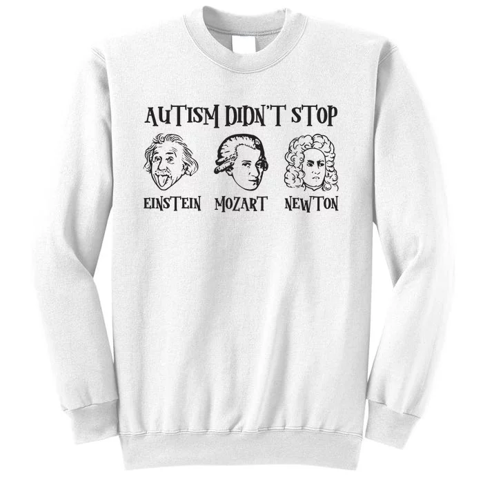 Autism Didn't Stop Autism Awareness Einstein Mozart Newton Sweatshirt