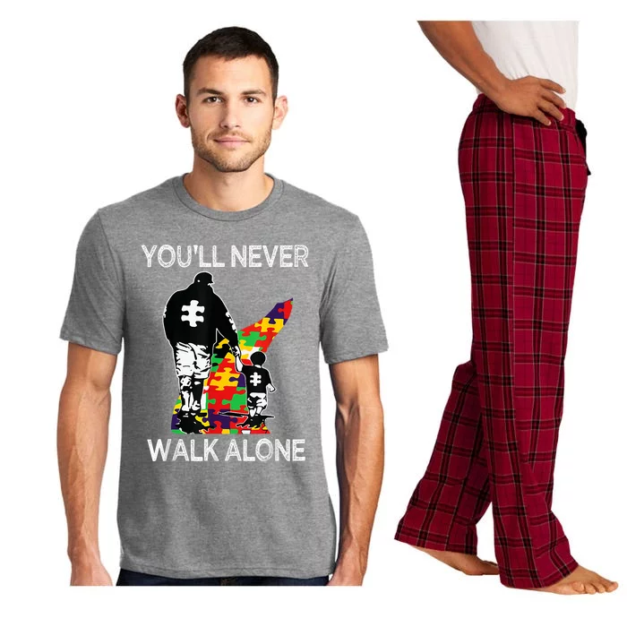 Autism Dad Support Alone Puzzle YouLl Never Walk Pajama Set