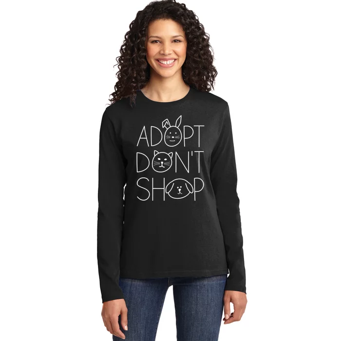 Adopt Don't Shop Animal Rescue Gift For Animal Lovers Ladies Long Sleeve Shirt