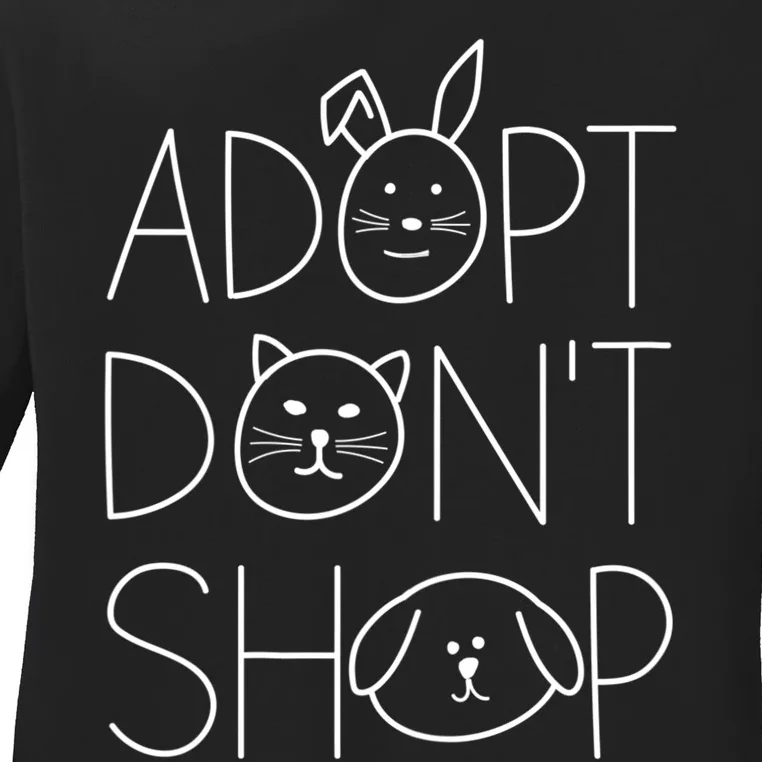 Adopt Don't Shop Animal Rescue Gift For Animal Lovers Ladies Long Sleeve Shirt