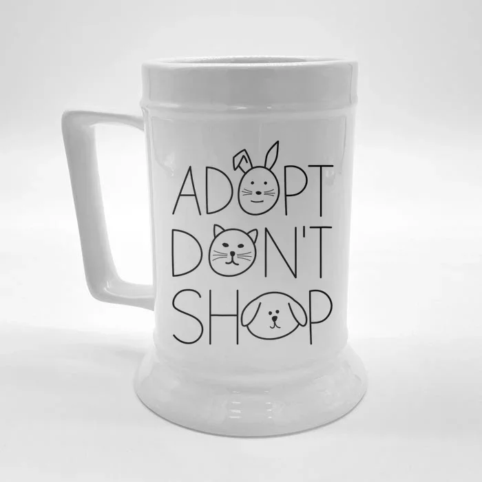 Adopt Don't Shop Animal Rescue Gift For Animal Lovers Front & Back Beer Stein