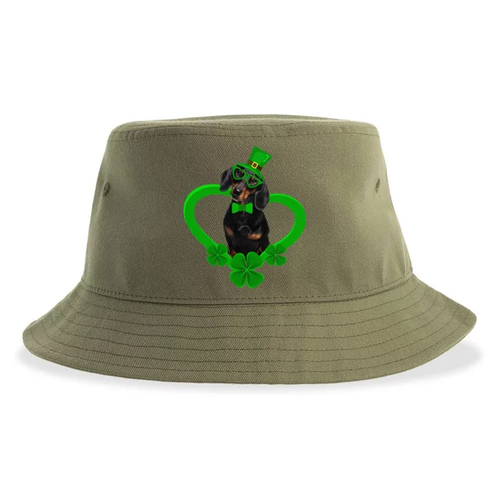 Awesome Dachshund Saint Patrick's Day Dog Dad Mom Sustainable Bucket Hat