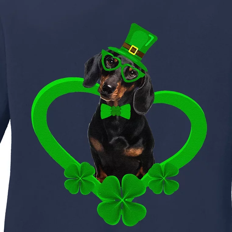 Awesome Dachshund Saint Patrick's Day Dog Dad Mom Ladies Long Sleeve Shirt