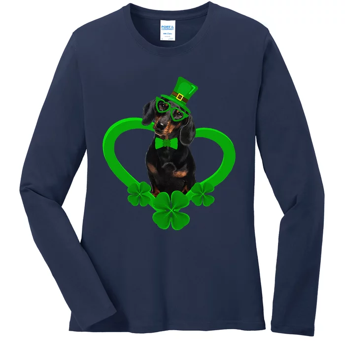 Awesome Dachshund Saint Patrick's Day Dog Dad Mom Ladies Long Sleeve Shirt