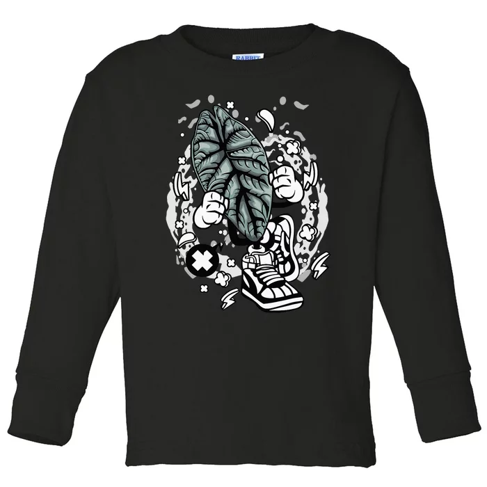 Alocasia Dragon Scale cartoon Botany Botanist Garden Toddler Long Sleeve Shirt