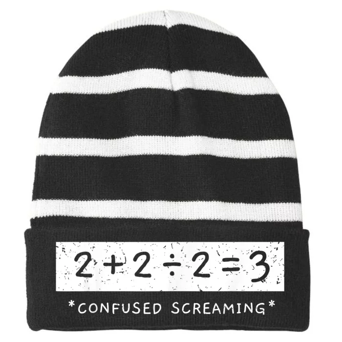 Addition Division Subtraction Equals Math Learning Ability Striped Beanie with Solid Band