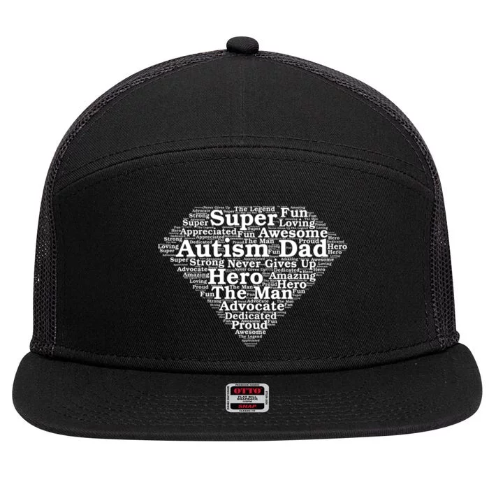 Autism Dad Superhero Fathers Day 7 Panel Mesh Trucker Snapback Hat