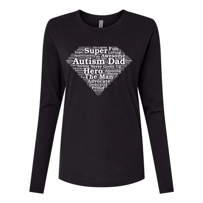 Autism Dad Superhero Fathers Day Womens Cotton Relaxed Long Sleeve T-Shirt