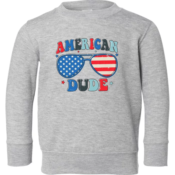 American Dude Sunglasses Freedom 4th Of July Toddler Sweatshirt