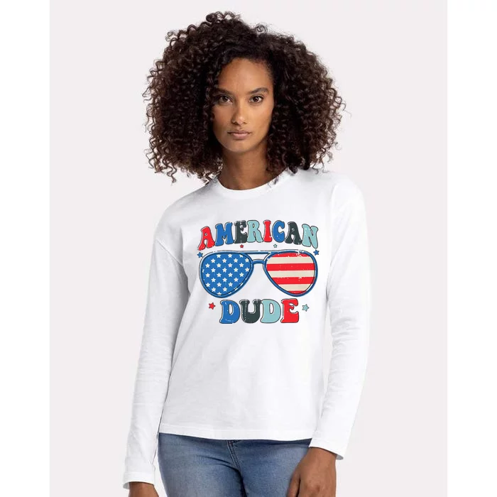 American Dude Sunglasses Freedom 4th Of July Womens Cotton Relaxed Long Sleeve T-Shirt