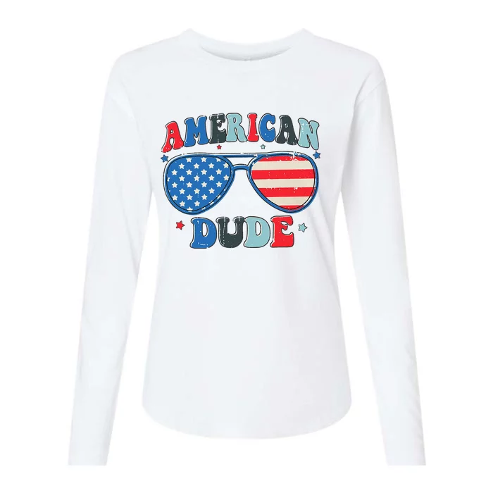 American Dude Sunglasses Freedom 4th Of July Womens Cotton Relaxed Long Sleeve T-Shirt