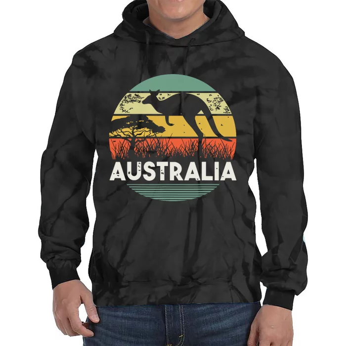 Australia Day Shirts Funny Australian Kangaroo Vintage Tie Dye Hoodie