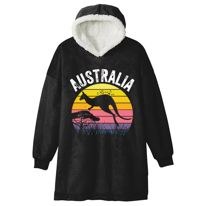 Australia Day Shirts Funny Australian Kangaroo Vintage Hooded Wearable Blanket