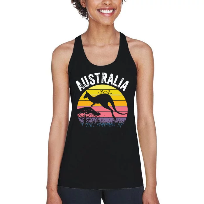 Australia Day Shirts Funny Australian Kangaroo Vintage Women's Racerback Tank