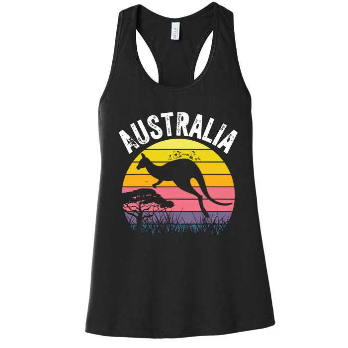 Australia Day Shirts Funny Australian Kangaroo Vintage Women's Racerback Tank