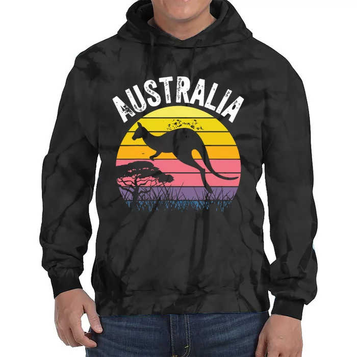 Australia Day Shirts Funny Australian Kangaroo Vintage Tie Dye Hoodie