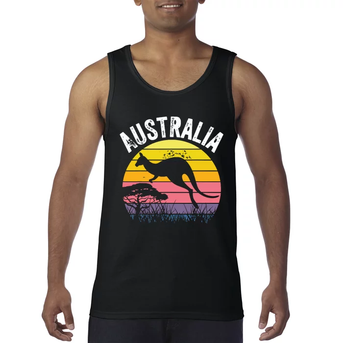 Australia Day Shirts Funny Australian Kangaroo Vintage Tank Top