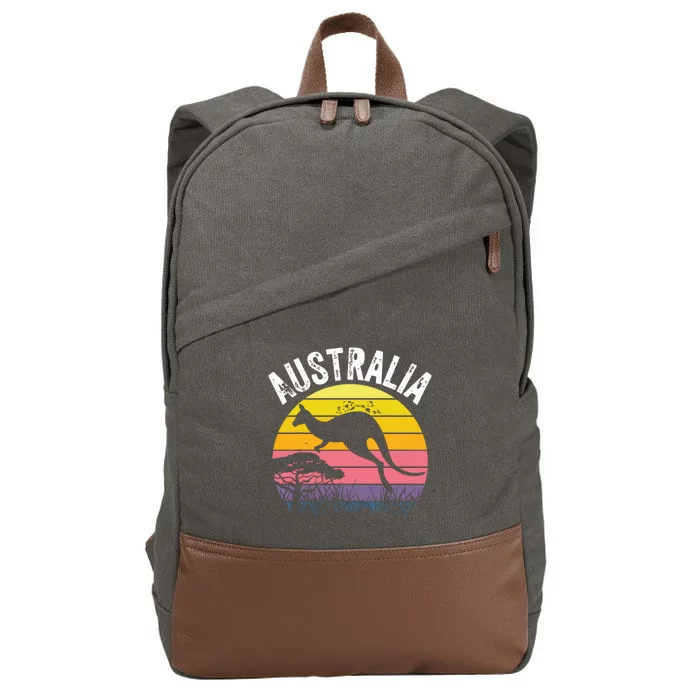 Australia Day Shirts Funny Australian Kangaroo Vintage Cotton Canvas Backpack