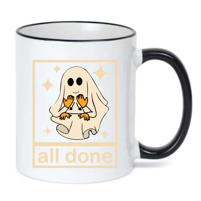 All Done Sign Language Speech Pathology Ghost Fall Halloween Black Color Changing Mug