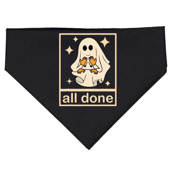 All Done Sign Language Speech Pathology Ghost Fall Halloween USA-Made Doggie Bandana