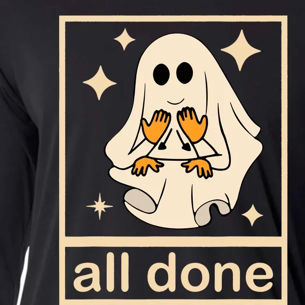 All Done Sign Language Speech Pathology Ghost Fall Halloween Cooling Performance Long Sleeve Crew