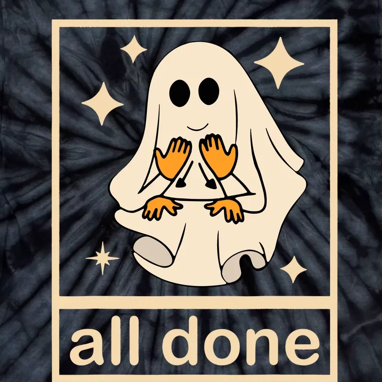 All Done Sign Language Speech Pathology Ghost Fall Halloween Tie-Dye T-Shirt