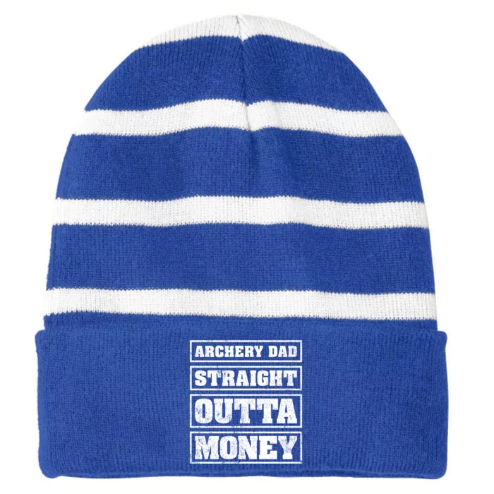 Archery Dad Straight Outta Money Funny Archery Father's Day Gift Striped Beanie with Solid Band