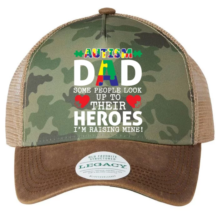 Autism Dad Some People Look Up To Their Heroes I Raise Mine Funny Gift Legacy Tie Dye Trucker Hat