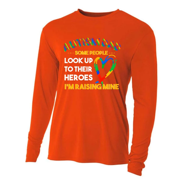 Autism Dad Some People Rising A Hero For Proud Autism Dad Gift Cooling Performance Long Sleeve Crew